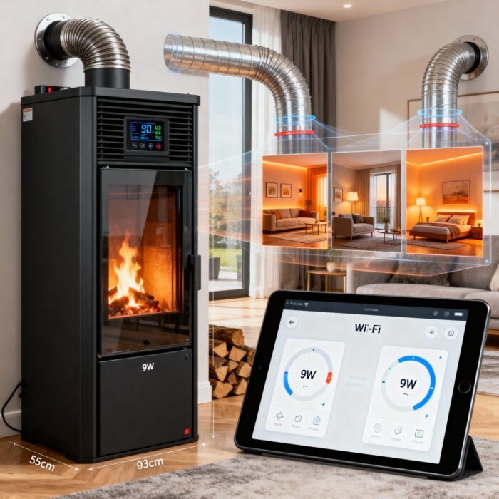 Estufa de Pellets 9 kW Canalizable – 3 Habitaciones